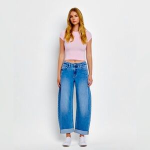VERVET BY FLYING MONKEY Blue Flare Wide Leg Jeans